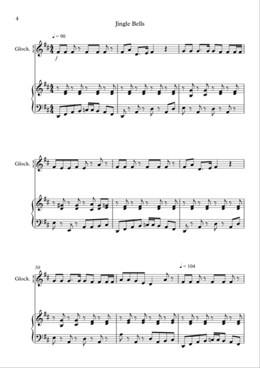 8 Easy Christmas Duets for Glockenspiel and Piano Piano Accompaniment scores gallery preview page 4