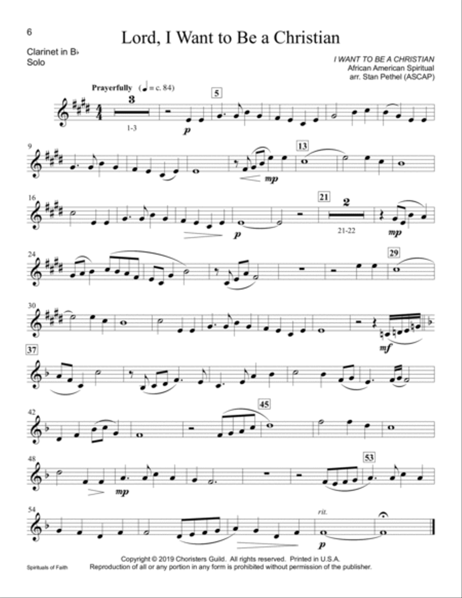 Spirituals of Faith - Bb Clarinet B-Flat Clarinet scores gallery preview page 6