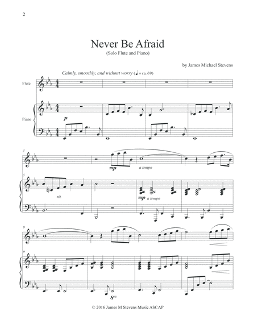 Never Be Afraid (Solo Flute & Piano) Flute Solo scores gallery preview page 2