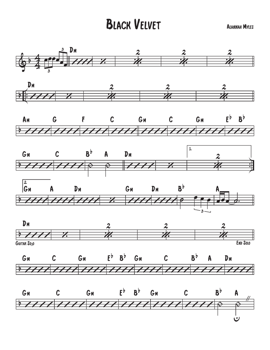 Black Velvet Piano, Vocal scores gallery preview page 1