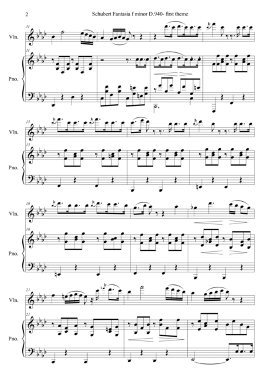 Fantasia f minor D.940 1st Theme Violin Solo scores gallery preview page 2