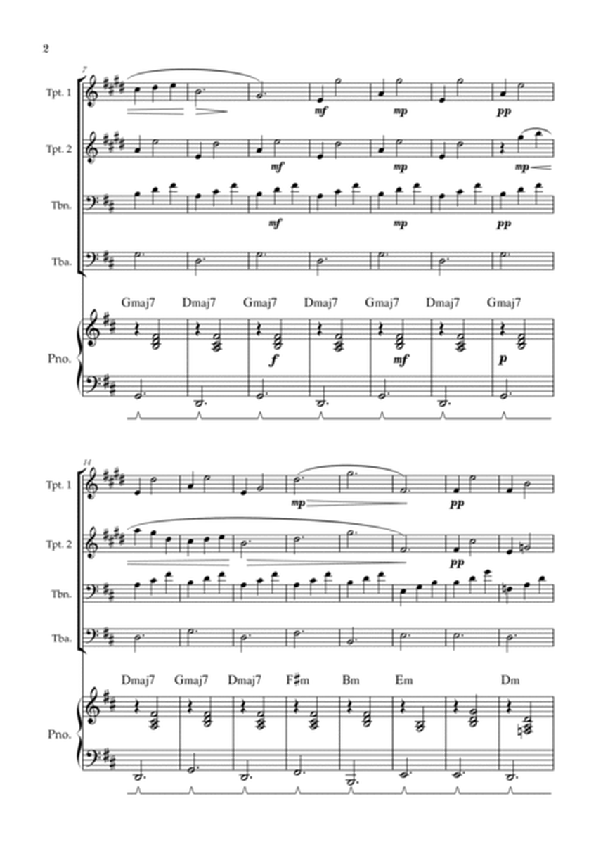 Gymnopédie no 1 | Brass Quartet | Original Key | Chords | Piano accompaniment |Easy intermediate image number null