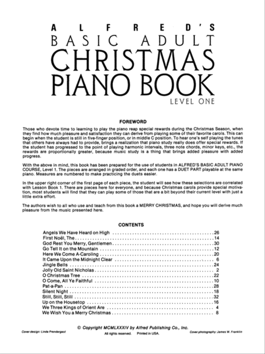 Alfred's Basic Adult Course Christmas, Book 1 Piano Method scores gallery preview page 2