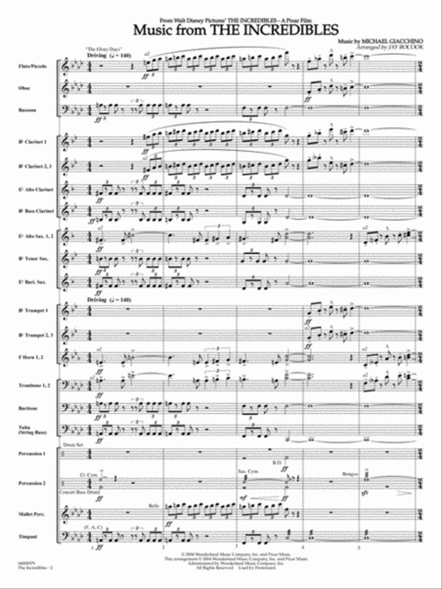 Music from “The Incredibles” Concert Band scores gallery preview page 3