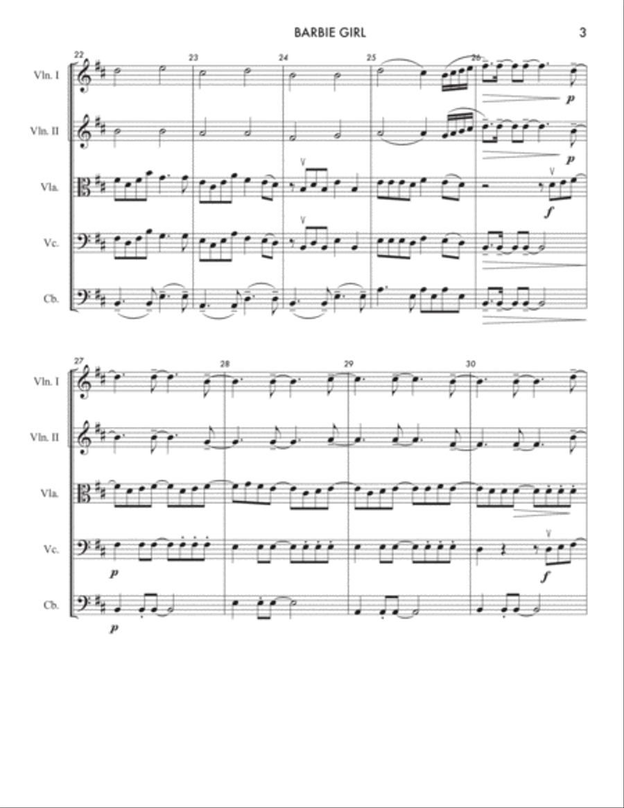 Barbie Girl String Orchestra scores gallery preview page 3