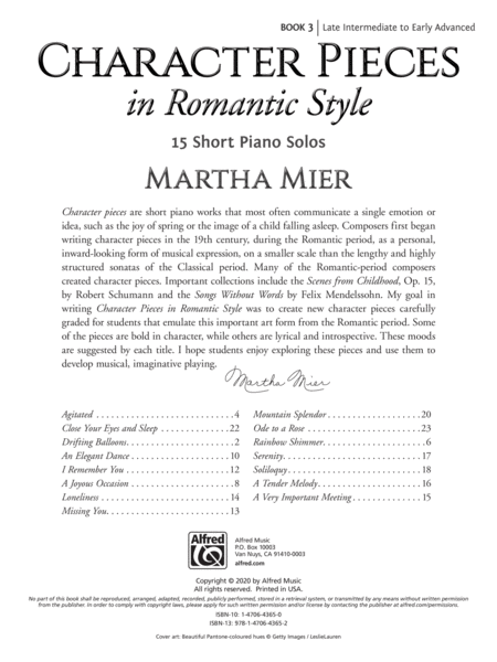 Character Pieces in Romantic Style