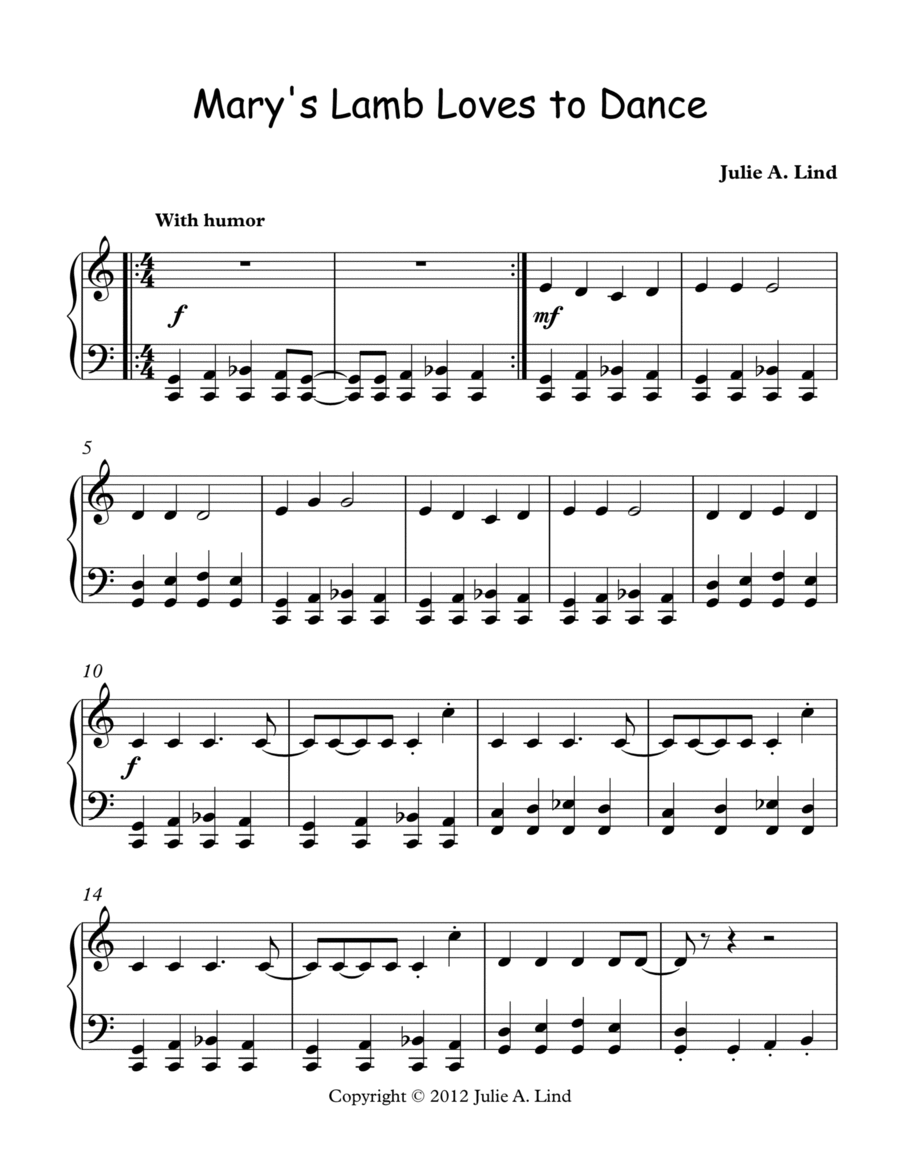 Mary's Lamb Loves to Dance Piano Method scores gallery preview page 1