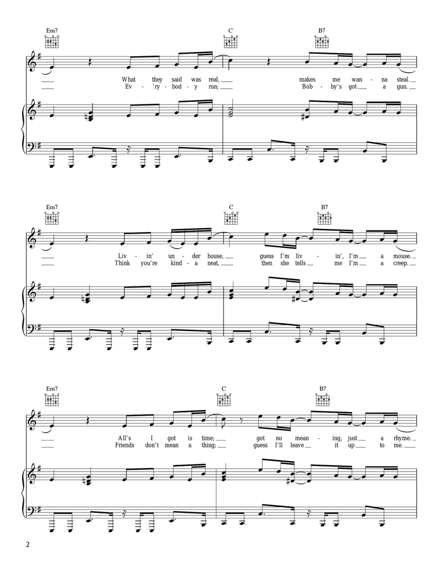 Creep Piano, Vocal, Guitar scores gallery preview page 2
