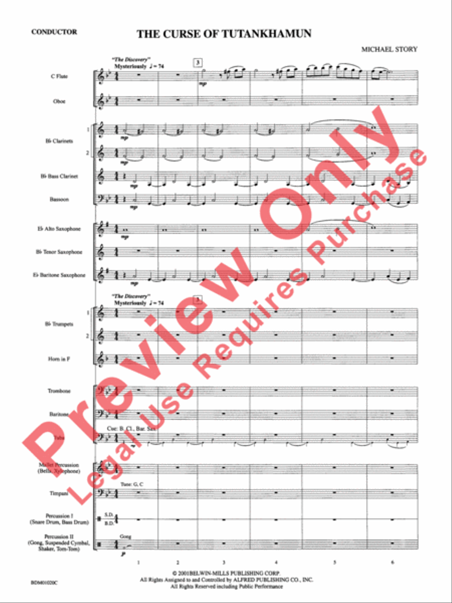 The Curse of Tutankhamun Concert Band scores gallery preview page 4