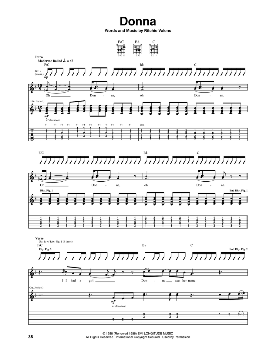 Donna Acoustic Guitar scores gallery preview page 1