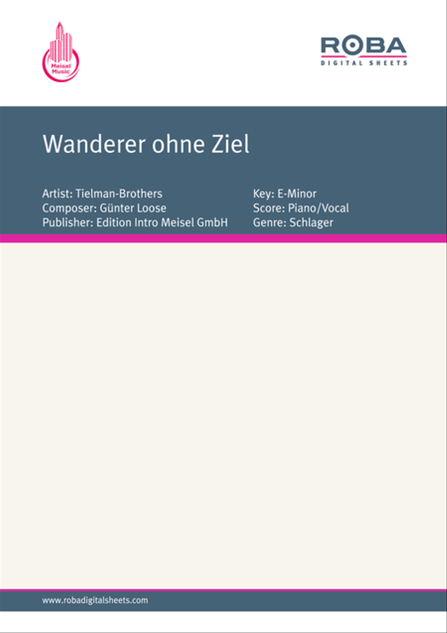 Wanderer ohne Ziel Piano, Vocal scores gallery preview page 1