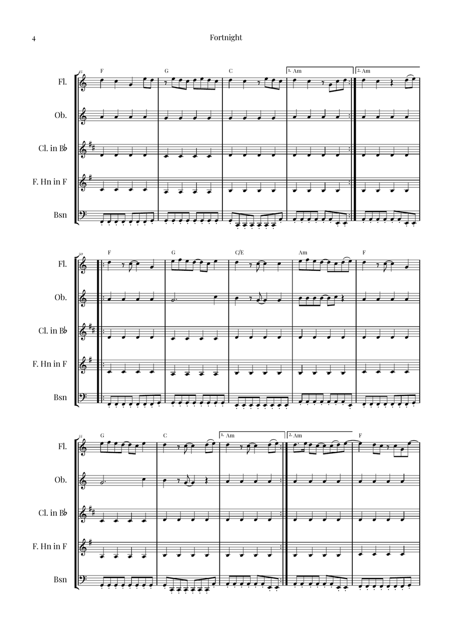 Fortnight Woodwind Quintet scores gallery preview page 4