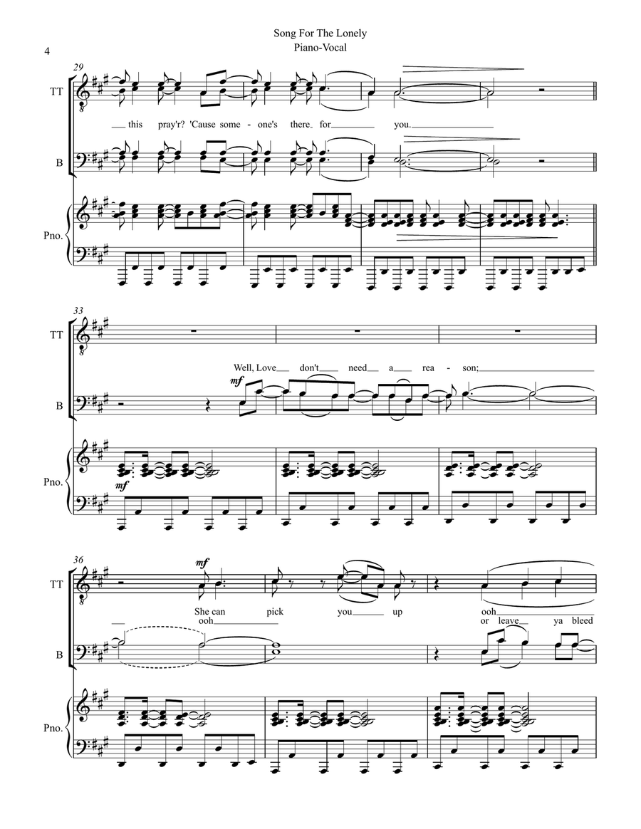 Song For The Lonely TTBB scores gallery preview page 4