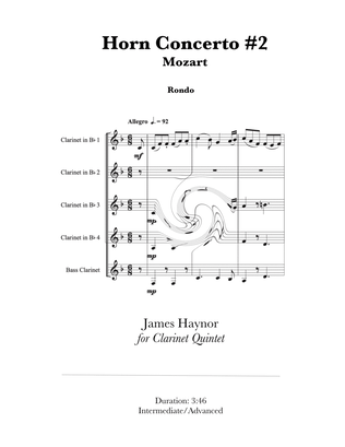 Horn Concerto #2 Finale for Clarinet Quintet