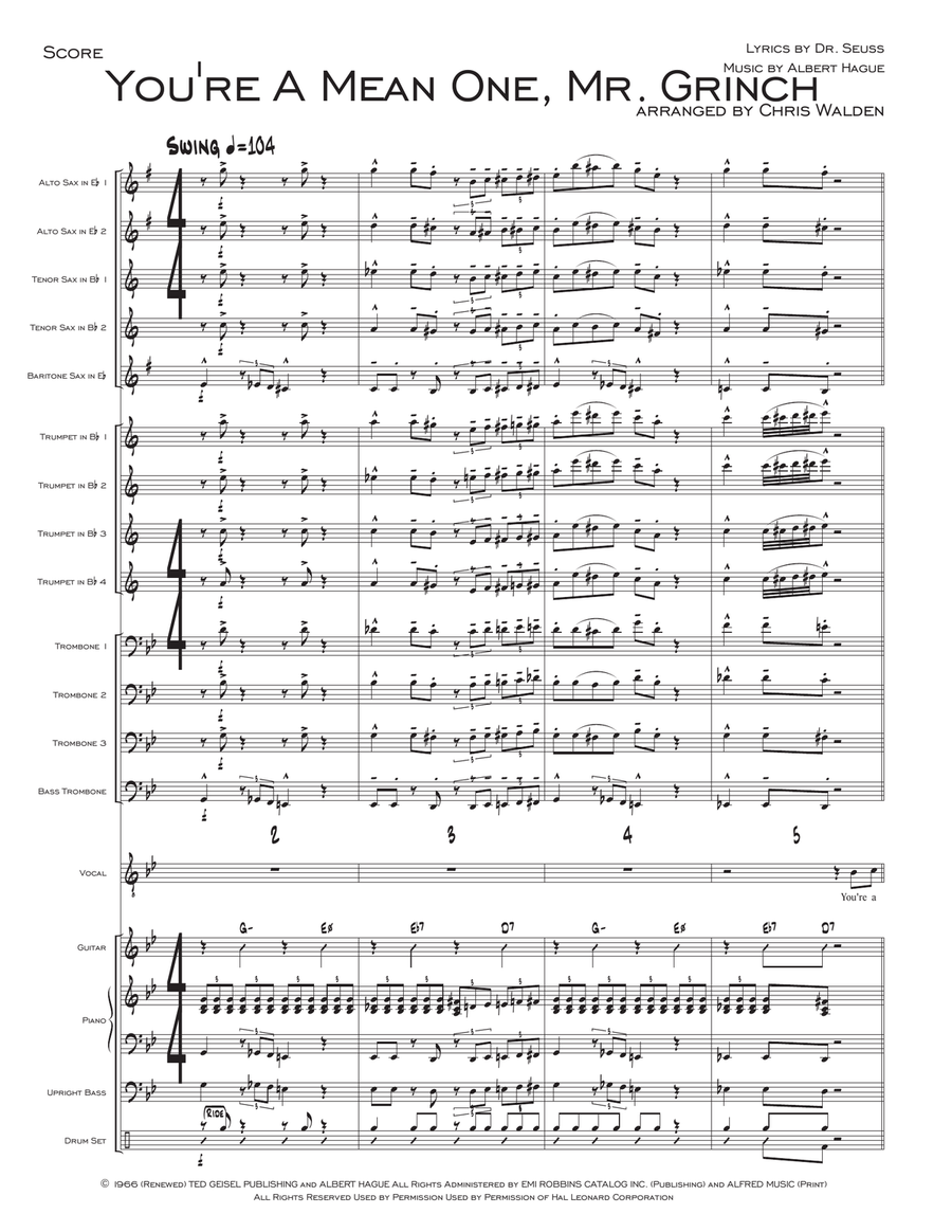 You're A Mean One, Mr. Grinch Jazz Ensemble scores gallery preview page 1