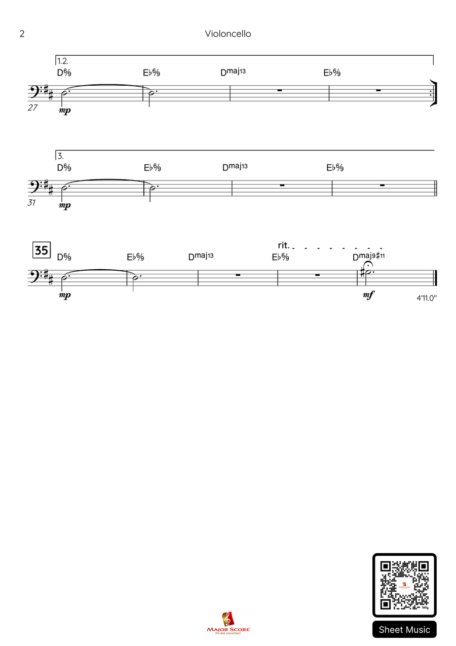 Silent Night | Cello & Piano (D) Piano scores gallery preview page 3