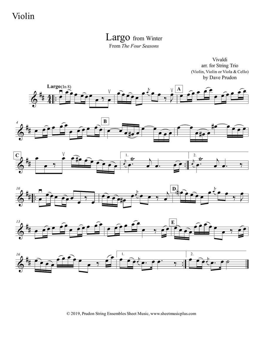 Vivaldi Winter (Largo) for String Trio String Trio scores gallery preview page 3