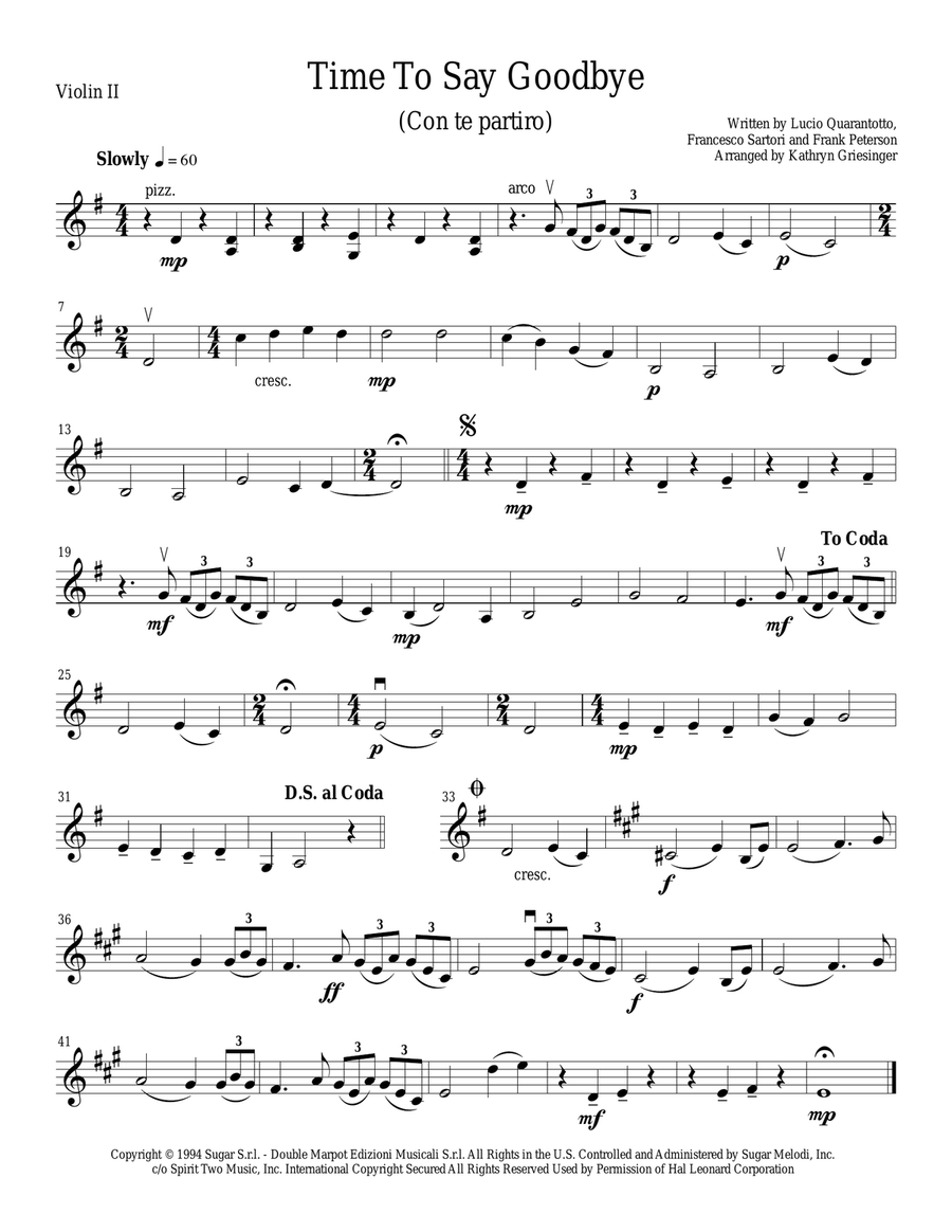 Time To Say Goodbye Time To Say Goodbye String Quartet scores gallery preview page 2