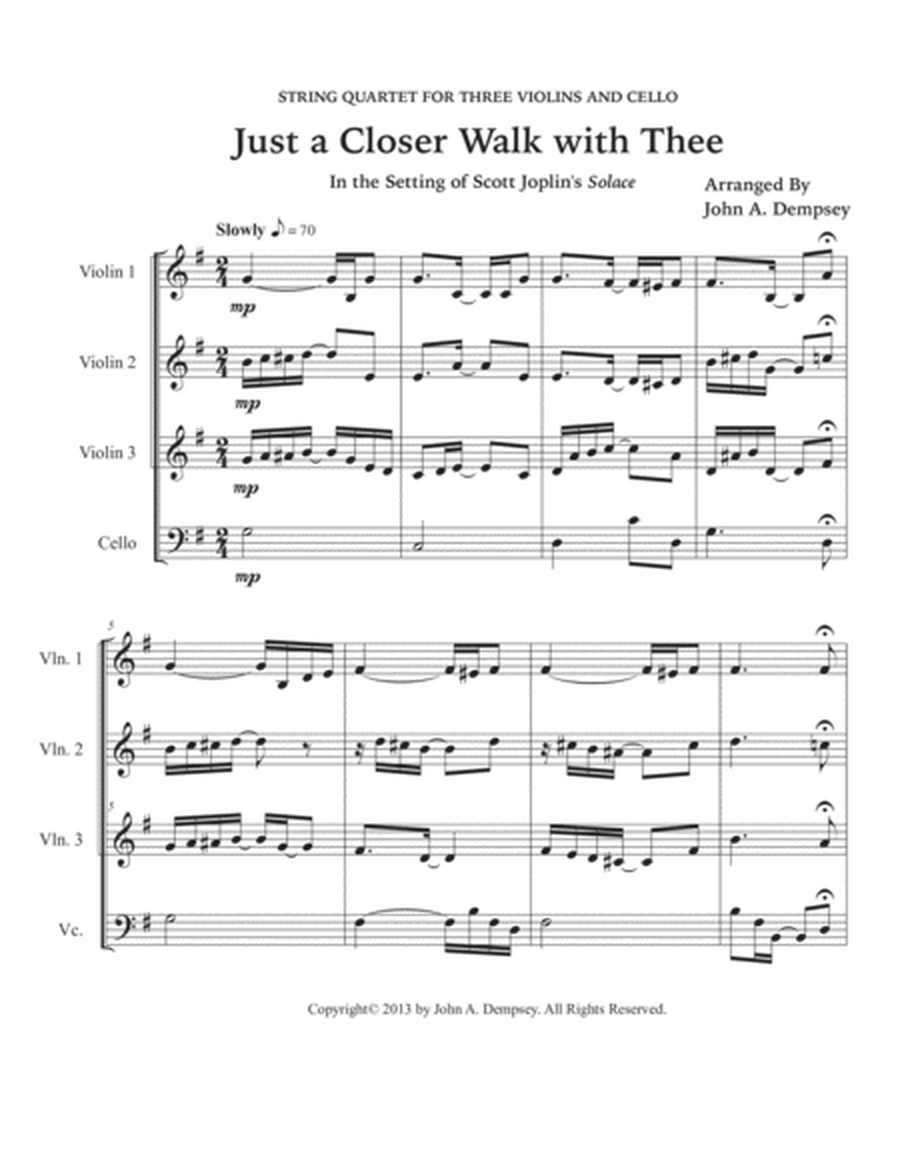 Just a Closer Walk with Thee (String Quartet): Three Violins and Cello image number null