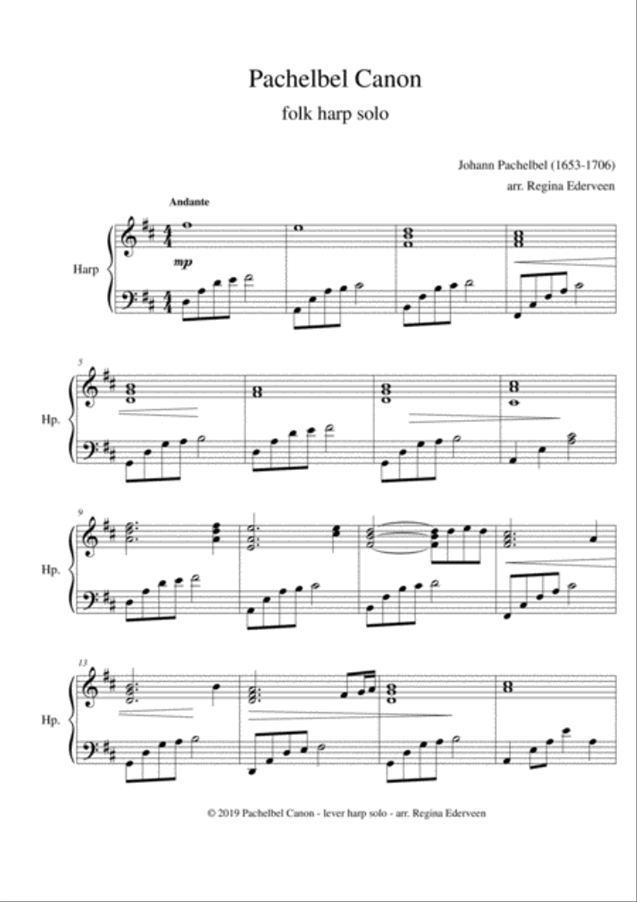 Pachelbel Canon folk harp solo by Johann Pachelbel Celtic Harp