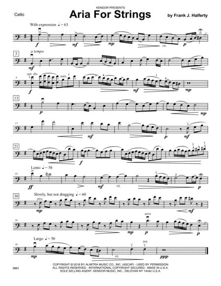 Aria For Strings - Cello