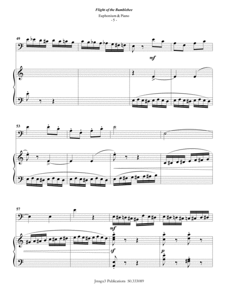 Korsakov: Flight of the Bumblebee for Euphonium & Piano image number null