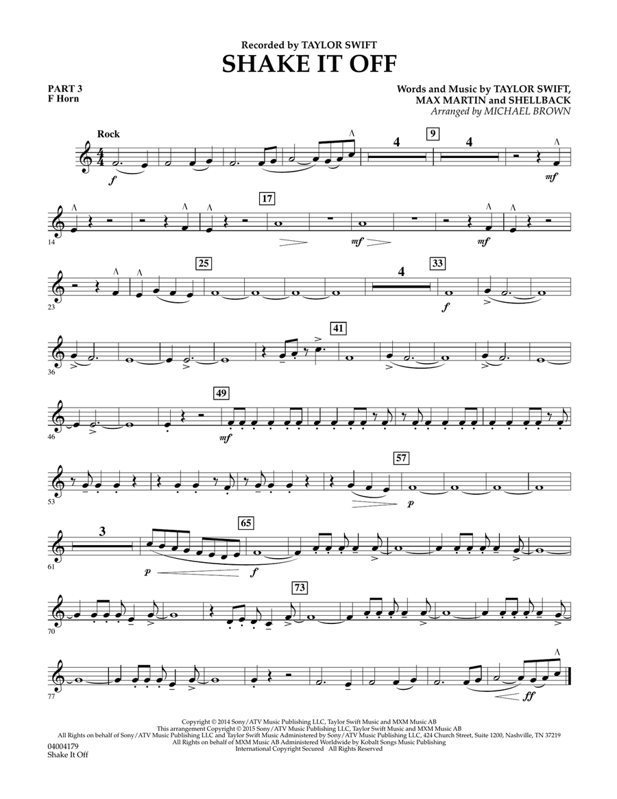 Shake It Off - Pt.3 - F Horn Concert Band scores gallery preview page 1