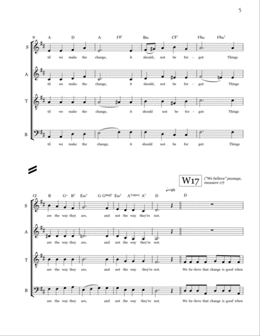 Change: A Choral Dialectic for Unaccompanied SATB Choir 4-Part scores gallery preview page 5