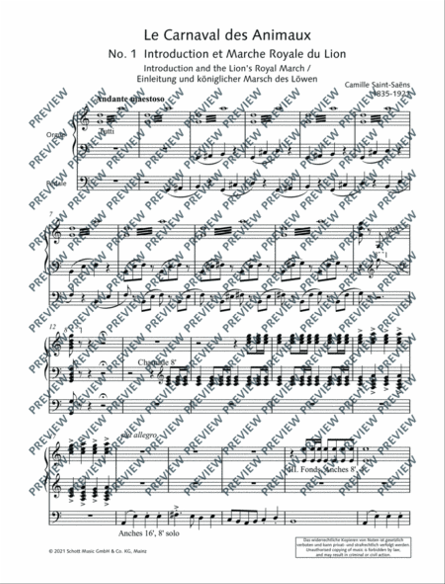 The Carnival of the Animals Organ scores gallery preview page 7