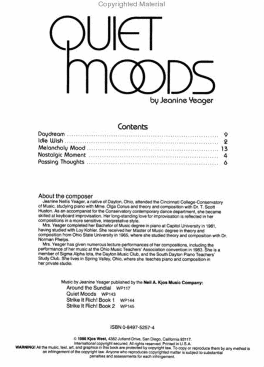 Quiet Moods Quiet Moods Piano Solo scores gallery preview page 2