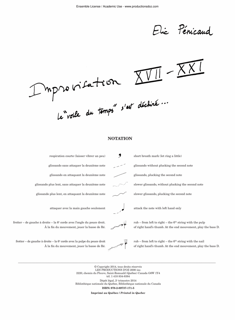 Improvisation XVII-XXI Classical Guitar scores gallery preview page 1