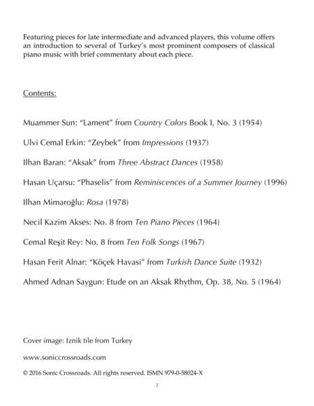 Anthology of Turkish Piano Music, Vol. III (Advanced)