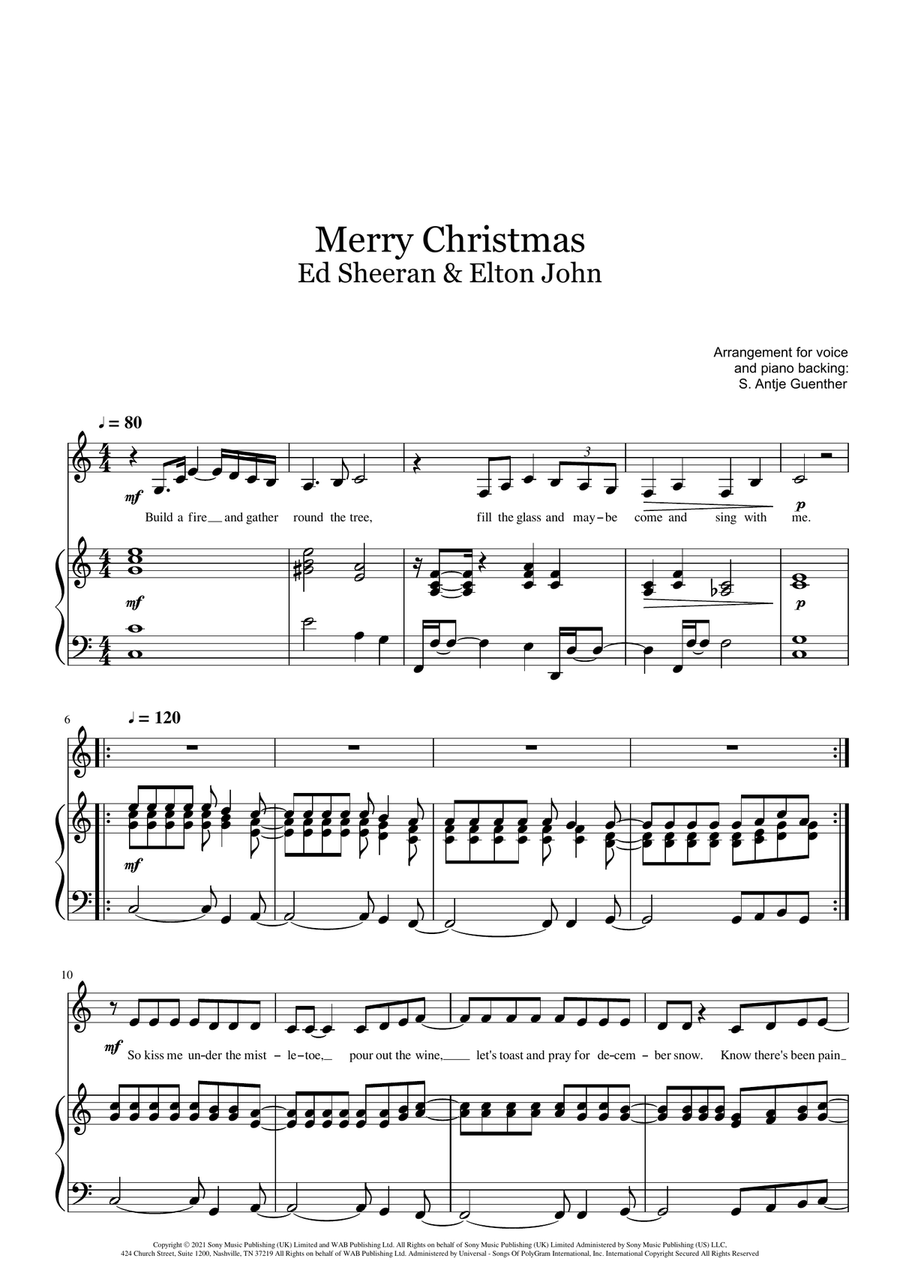 Merry Christmas Piano, Vocal scores gallery preview page 1