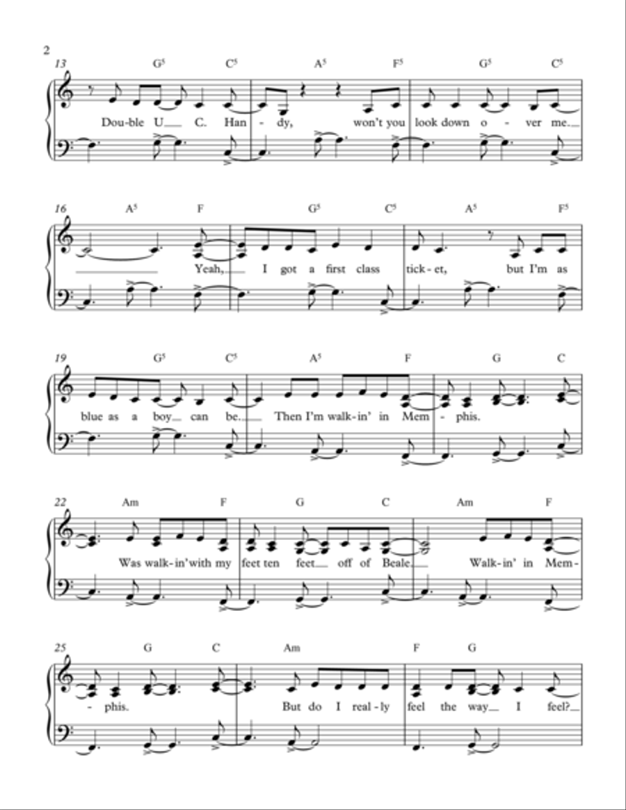 Walking In Memphis Piano, Vocal, Guitar scores gallery preview page 2