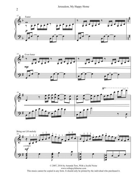 Jerusalem, My Happy Home – Late Intermediate/Early Advanced Piano Solo image number null