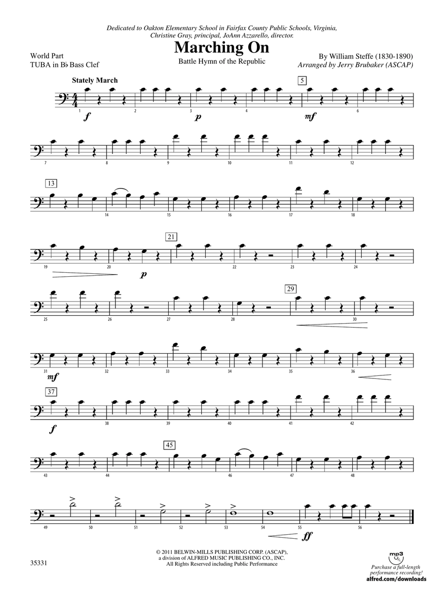 Marching On: (World Part) B-flat Tuba B.C.
