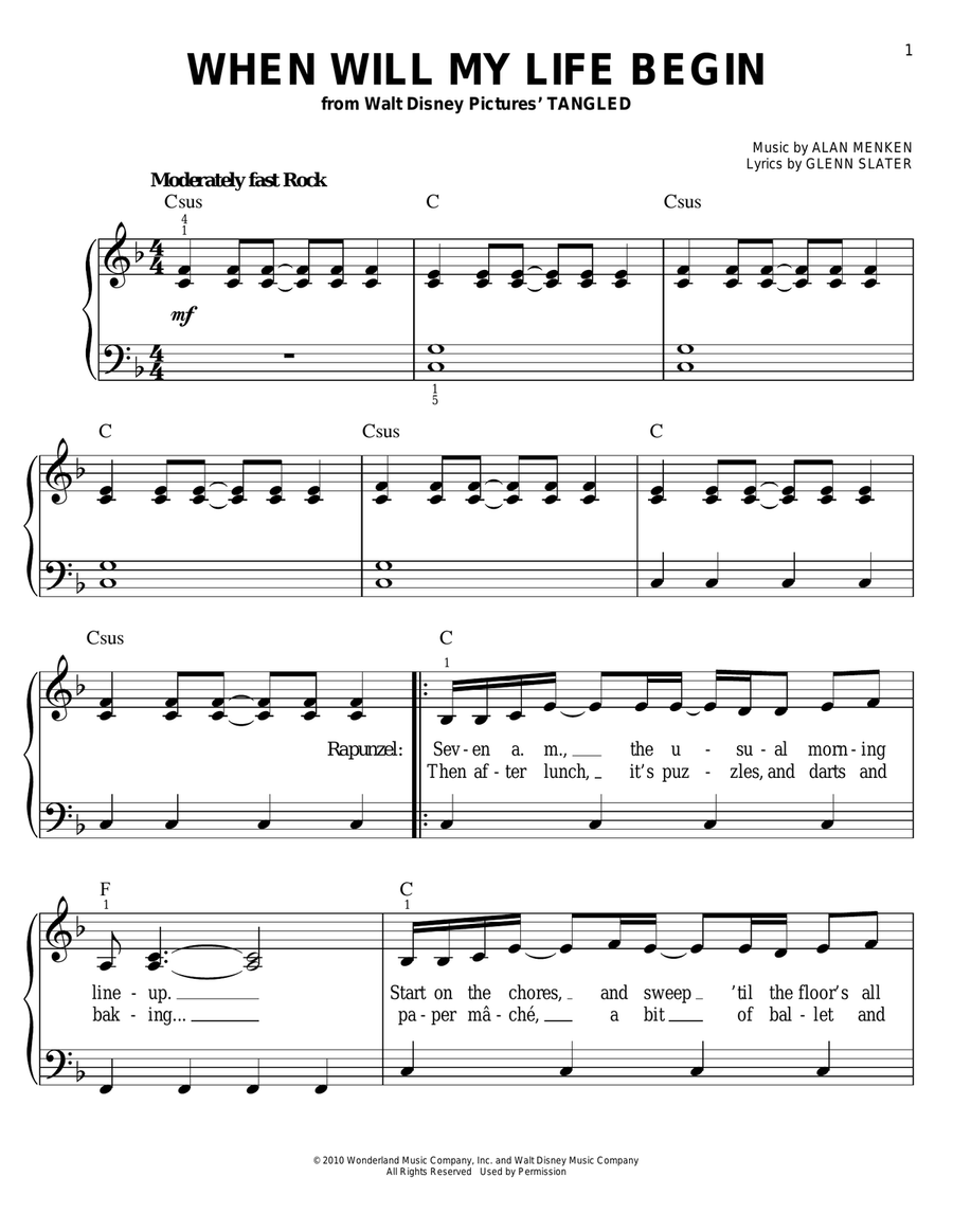 When Will My Life Begin? (from Tangled) Voice scores gallery preview page 1