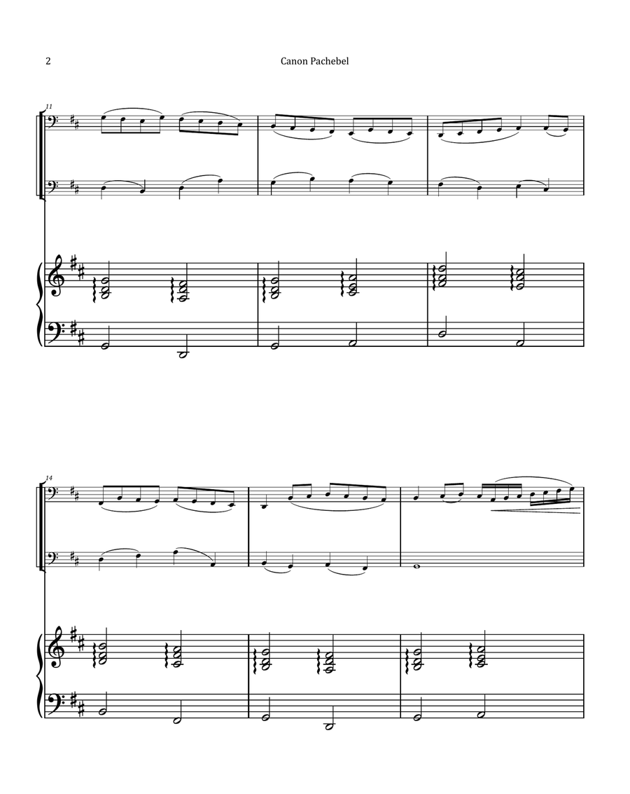 Canon by Pachelbel - Bassoon Duet with Piano Woodwind Duet scores gallery preview page 2