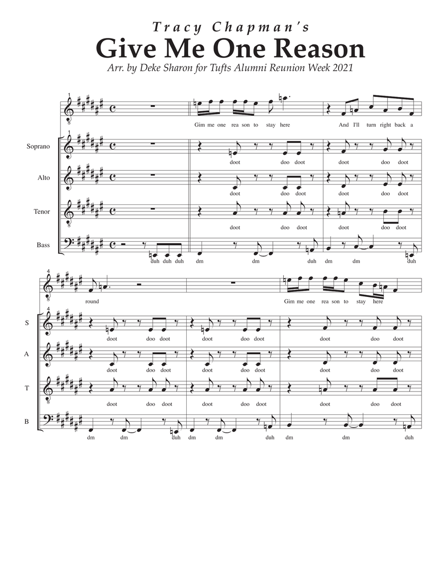 Give Me One Reason 4-Part scores gallery preview page 1
