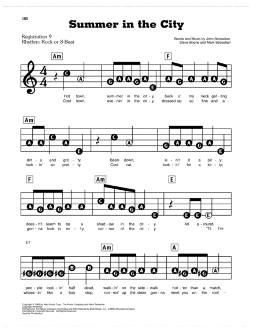 Summer In The City Electronic Keyboard scores gallery preview page 1