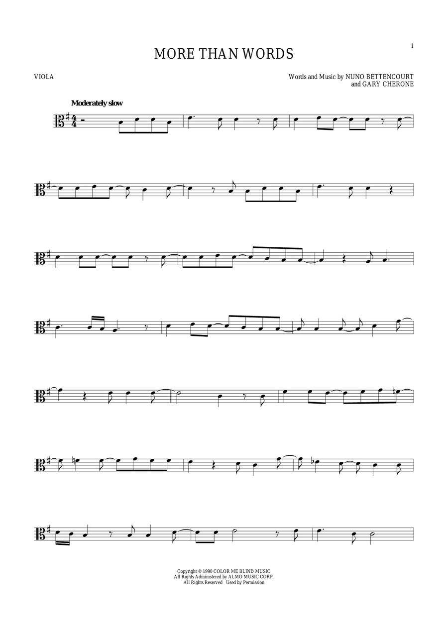 More Than Words Viola Solo scores gallery preview page 1