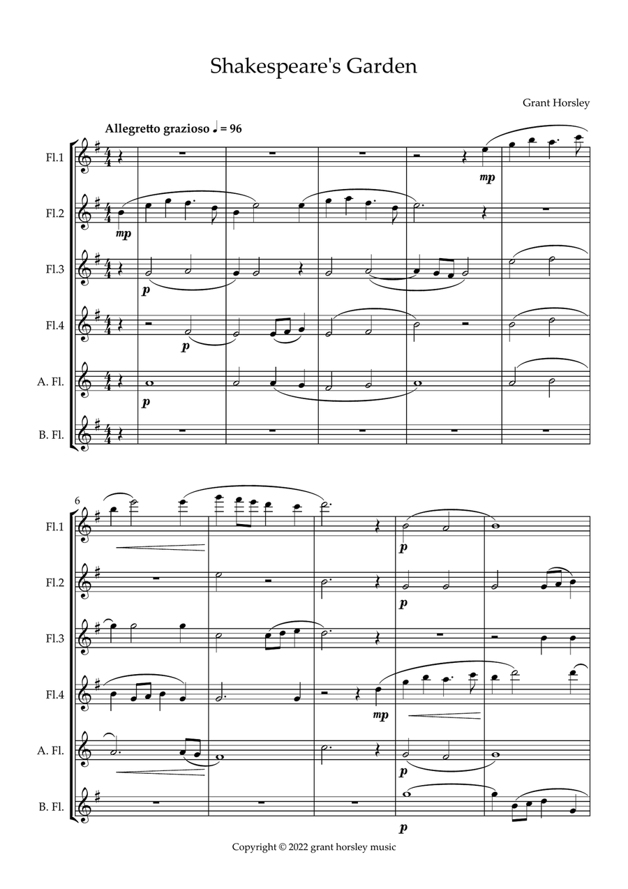 Shakespeare's Garden For Flute Choir Flute Choir scores gallery preview page 2