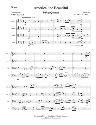 AMERICA, THE BEAUTIFUL (String Quartet/Score and Parts)