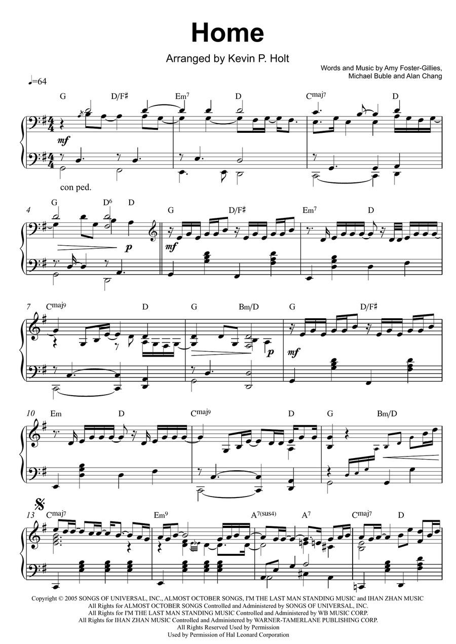 Home Piano Solo scores gallery preview page 1