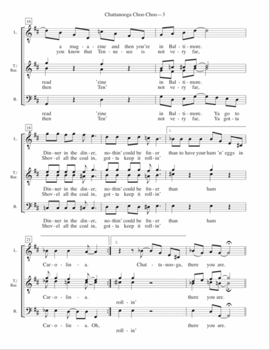 Chattanooga Choo Choo TTBB scores gallery preview page 3