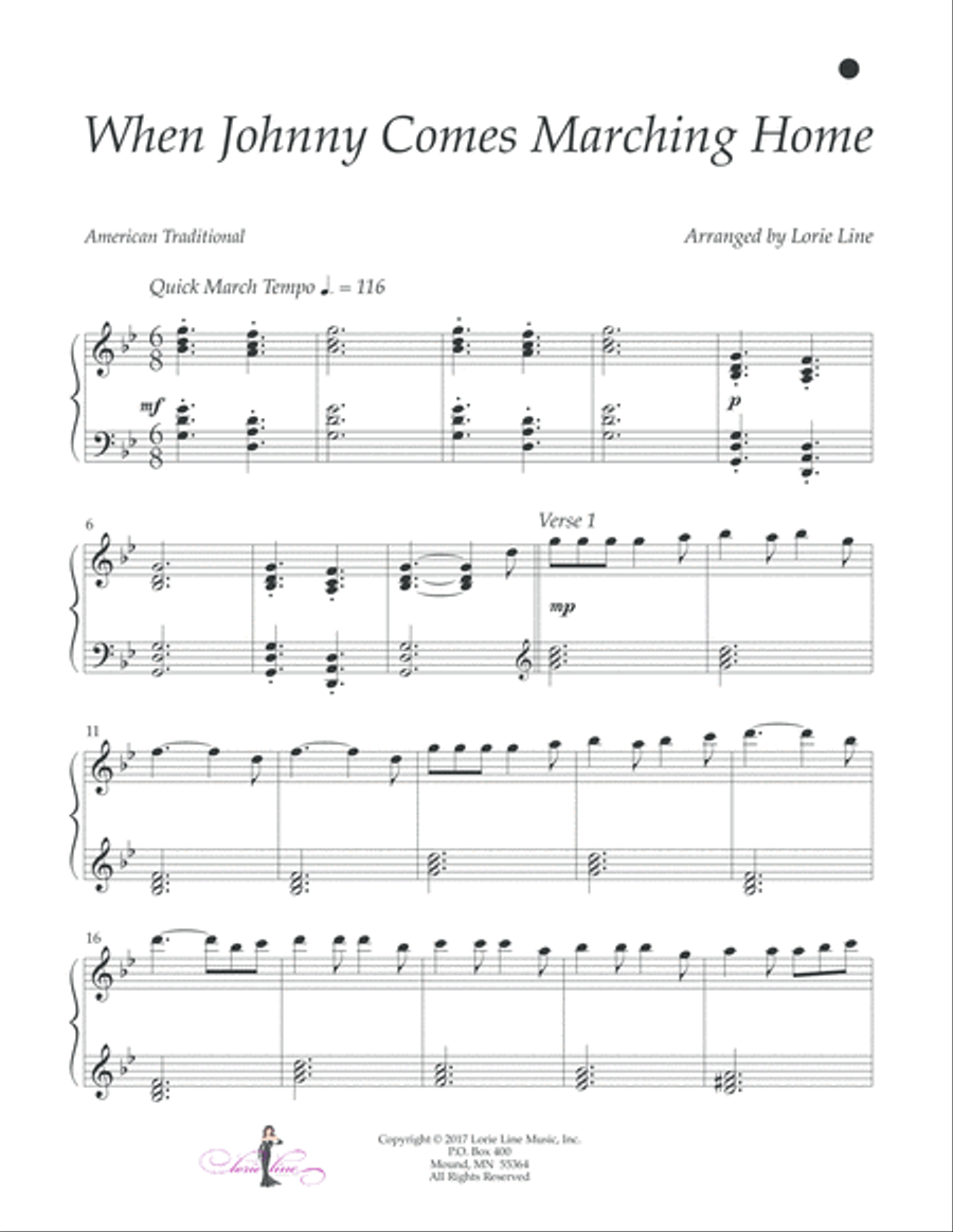 When Johnny Comes Marching Home Easy Piano scores gallery preview page 2