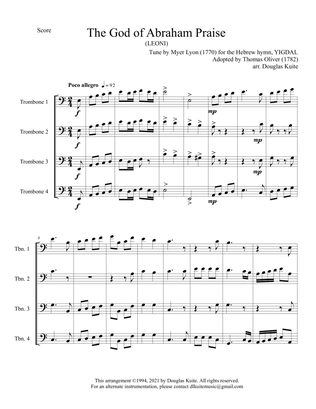 "The God of Abraham Praise" (LEONI) for trombone quartet