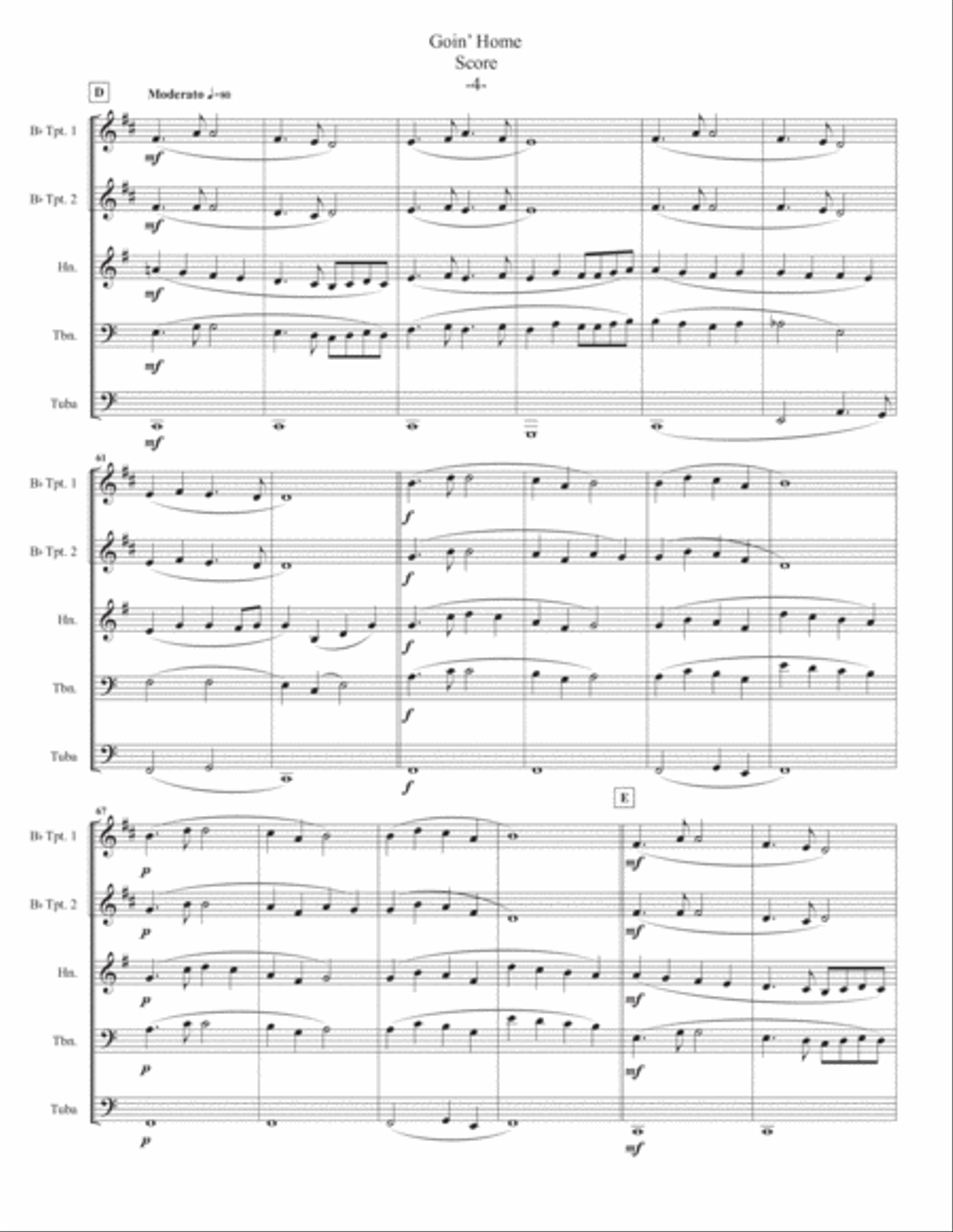 Goin' Home For Brass Quintet Brass Quintet scores gallery preview page 6
