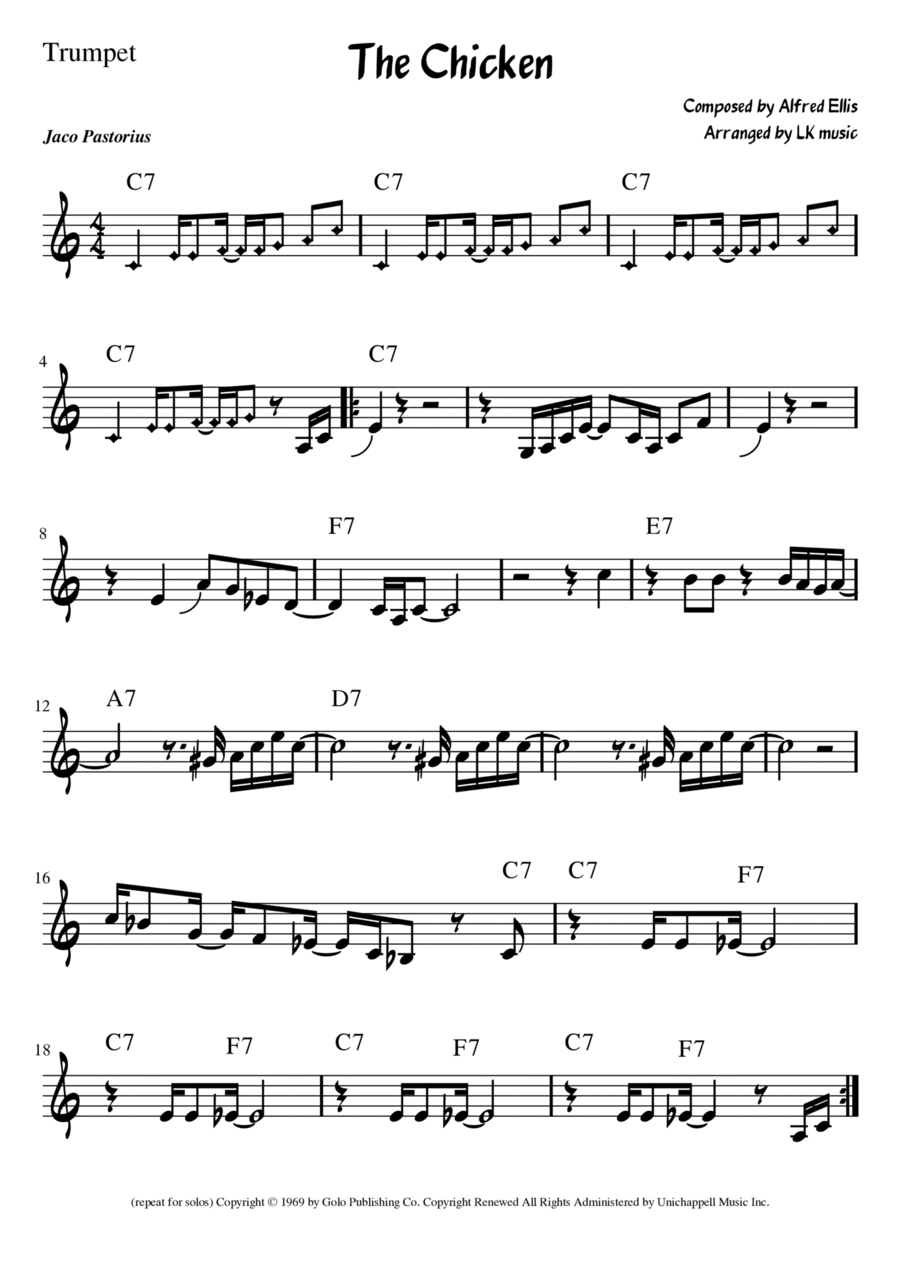 The Chicken B-Flat Trumpet scores gallery preview page 1