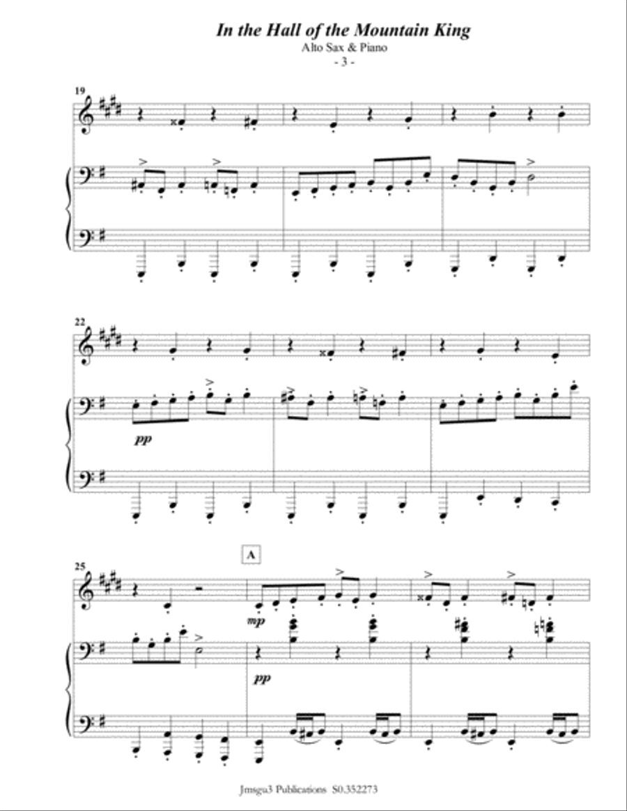 Grieg: Hall of the Mountain King from Peer Gynt Suite for Alto Sax & Piano Alto Saxophone scores gallery preview page 4